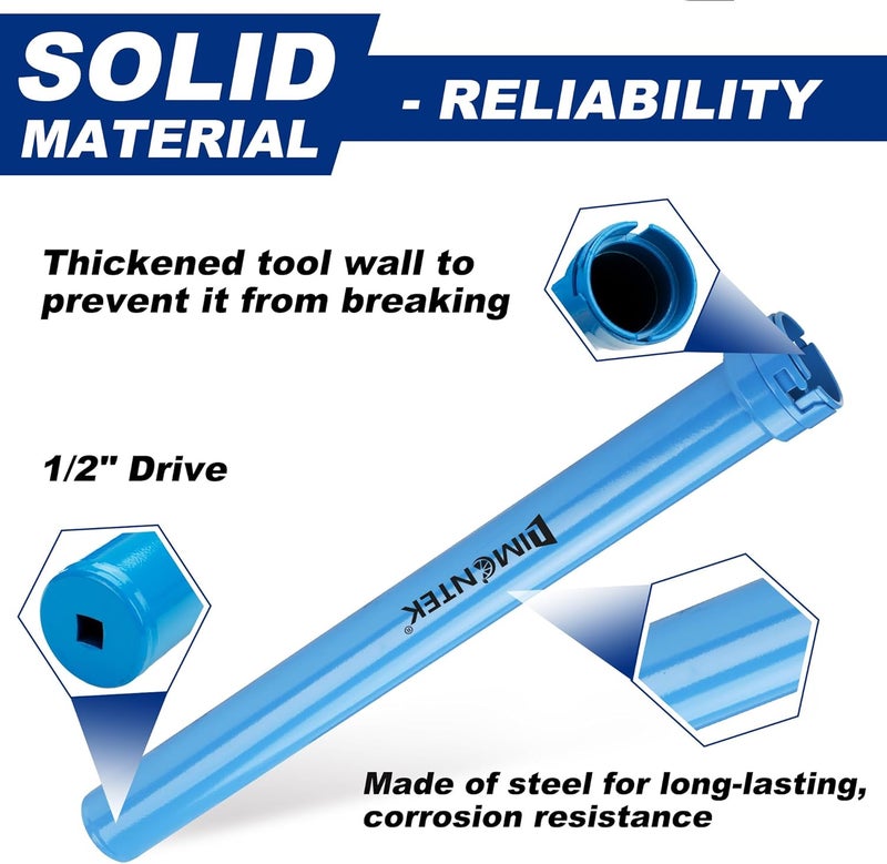 limontek Inner Tie Rod Removal Tool, Master Inner Tie Rod Tool Set with 12 Crowfoot Adapters & 1/2 Inch Drive Tube for Tie Rods Remove & Install (Blue) - Image 2